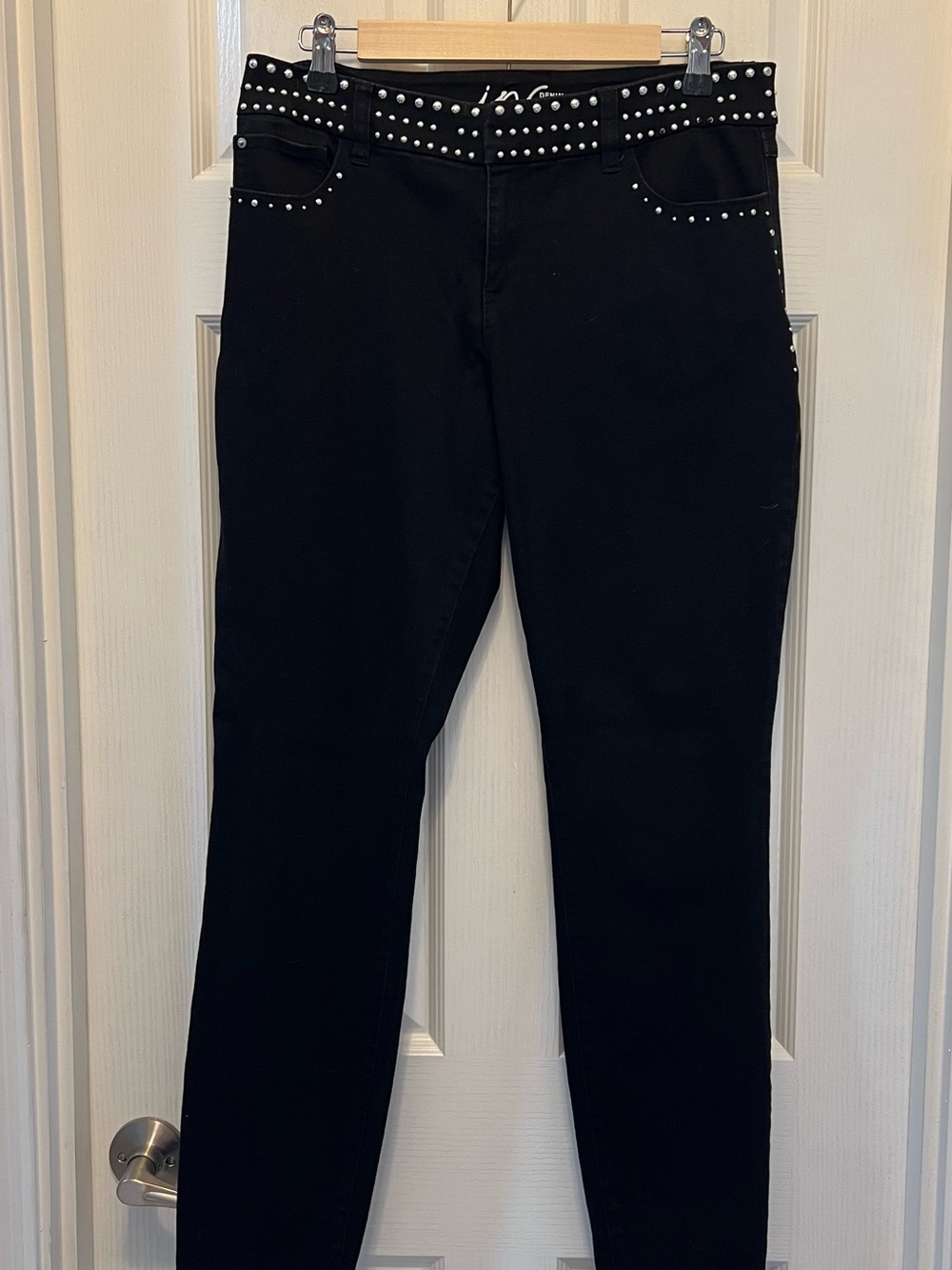 INC International Concepts Black Skinny Jeans with Silver Studs